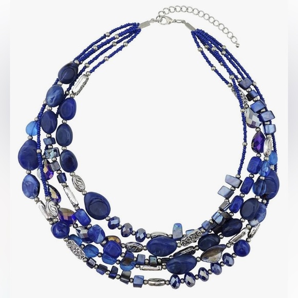 Bocar multi layer 5 strand statement collar beaded fashion jewelry necklace - Picture 9 of 10